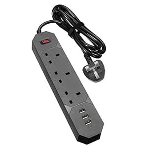 Generic 18WS-3AK3U 3 Outlet UK Socket Power Strip Adaptor with 3 USB ...