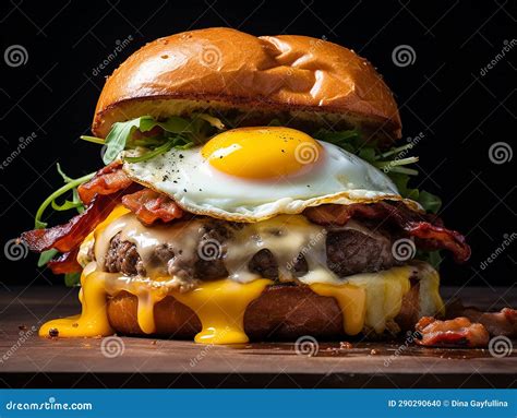 Beef Burger with Fried Egg and Bacon. Fast Food Concept Stock Photo ...