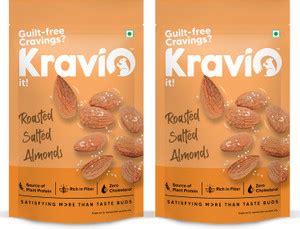Kravio Combo Pack Roasted Salted Almonds 200 Gram (Pack of 2) Almonds ...