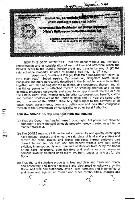 How can I get gift deed for a property (flat) in Bangalore? | PGN Property