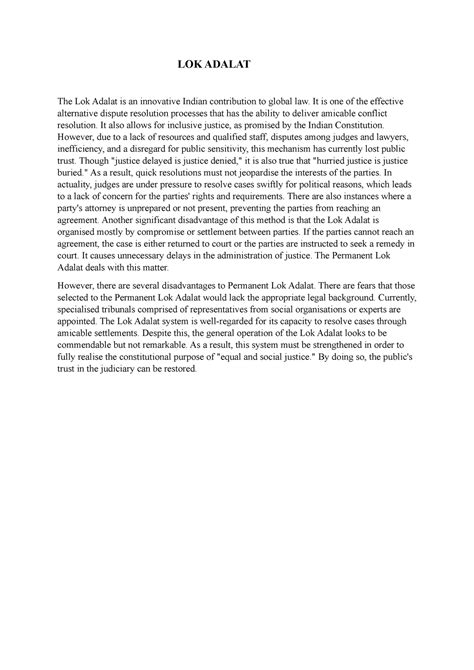 LOK Adalat ADRS - LOK ADALAT The Lok Adalat is an innovative Indian ...