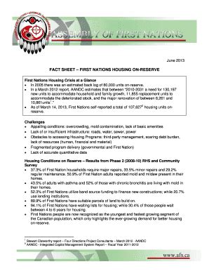 Fillable Online FACT SHEET FIRST NATIONS HOUSING ON-RESERVE Fax Email ...