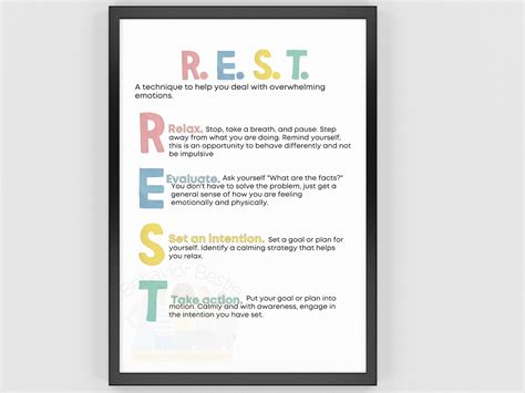 REST Technique Print: Calming DBT Skill, Counselor Decor (digital ...