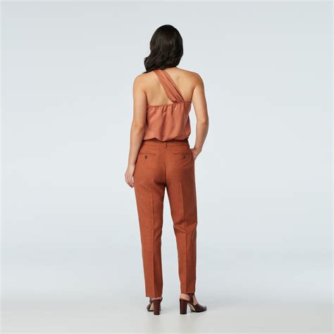 Women's Custom Pants - Stockport Wool Linen Brown Pants Women | INDOCHINO