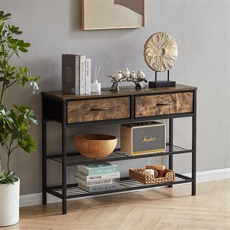 Buy Lifewit 39.4” Console Entryway Table with 2 Fabric Drawers,3-Tier ...