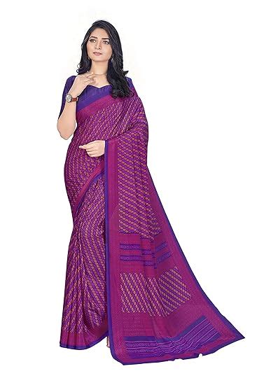 Buy Vimla Women's Multi Crepe Silk Uniform Saree with Blouse (Multi ...