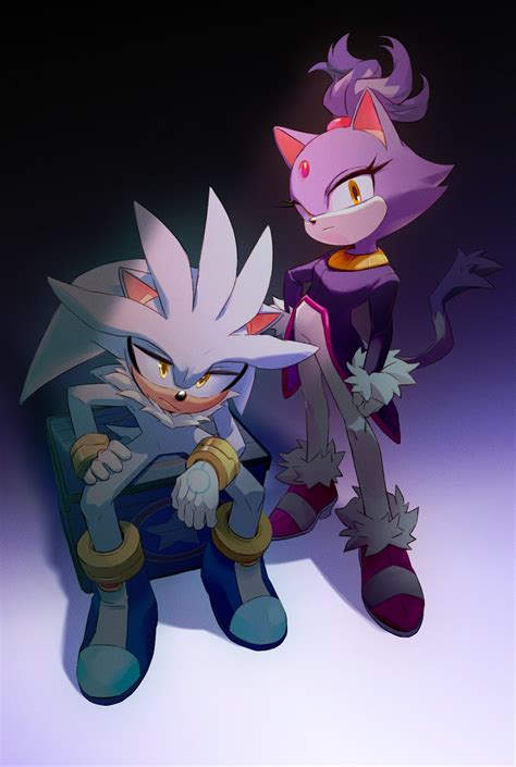 blaze the cat and silver the hedgehog (sonic and 1 more) drawn by ...