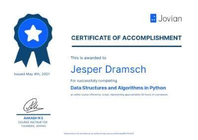 Image result for Data Structures and Algorithms Using Python Certificate