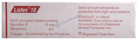 Liofen 10 Tablet: Price, Uses, Side Effects & How to Use - MediBuddy
