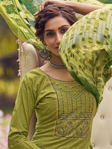 Women's Green Unstitched Cotton Green Suit Dress Material – Stilento