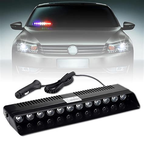MIKANIX Universal Waterproof 12 LED Red | Blue & White Police PCR Light ...