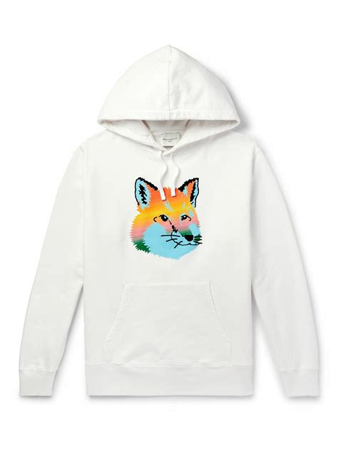 Maison Kitsuné - Embroidered Printed Cotton-Jersey Hoodie - White ...