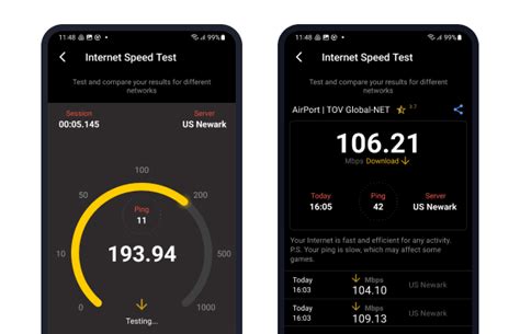 Net Speed Test 的图像结果