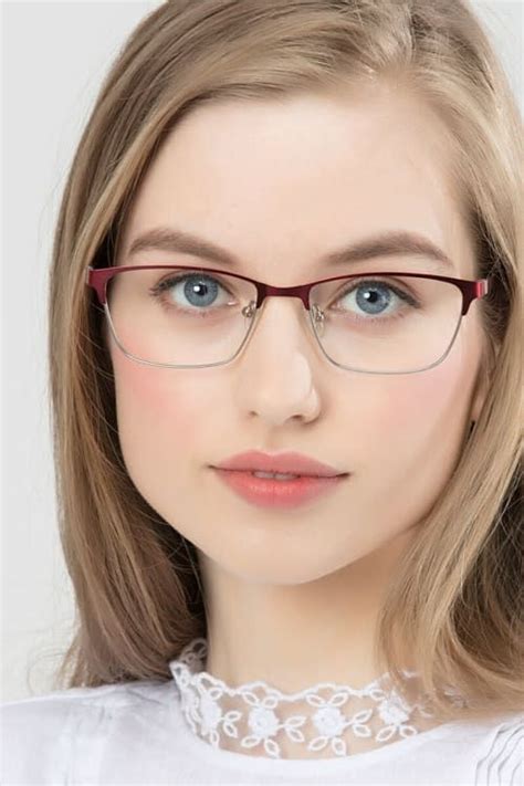 Cascade - Browline Red Frame Glasses For Women | EyeBuyDirect | Blonde ...