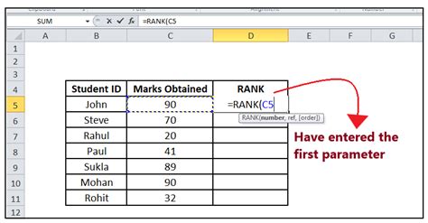 MS Excel Rank Function 的图像结果