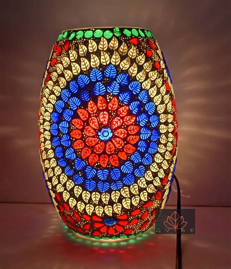 Buy GVIBE Mosaic Style Barel Shaped Glass Table Lamp Multicolour for ...