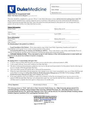 Fillable Online MyChart Incapacitated Adult Proxy Enrollment Form - 8 ...