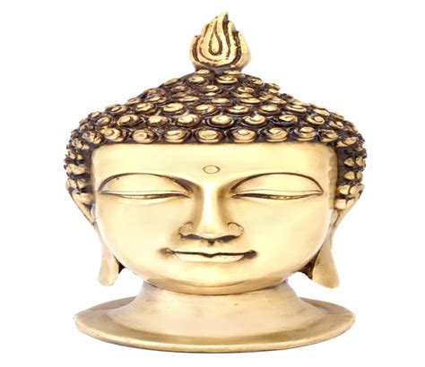 Buy Calm Buddha Head Showpiece - Golden Brass Showpiece Online at Best ...