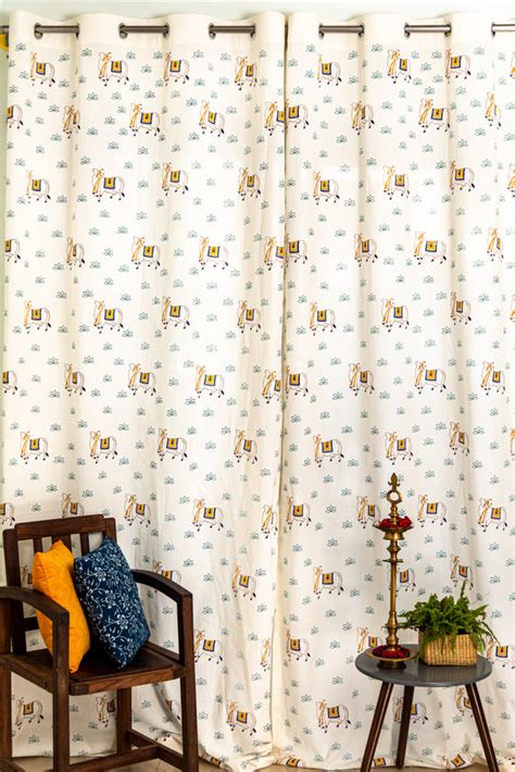 Pichwai Motif Print Cotton Curtains – MnR Decor