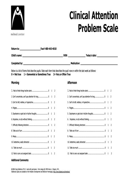 Clinical Attention Problem Scale - Fill Online, Printable, Fillable ...