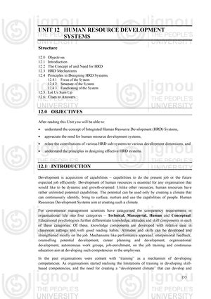 Unit-12 - Human Resource Development Systems - UNIT 12 HUMAN RESOURCE ...