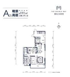 阜阳置地双清湾天御120㎡高层户型图_首付金额_3室2厅2卫_120.0平米 - 吉屋网