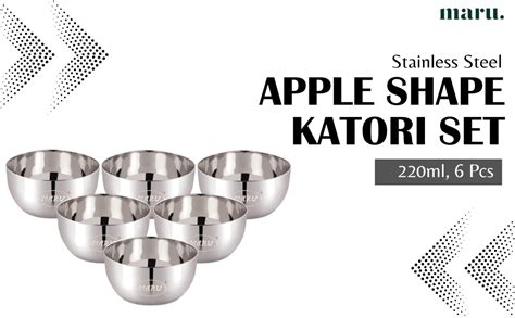 Buy MARU Stainless Steel Bowl Set of 6 Pcs 220ml each Apple Shape ...