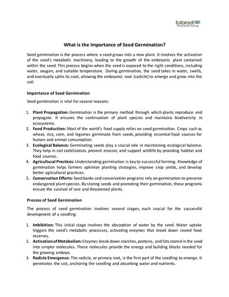What is the Importance of Seed Germination? | PDF