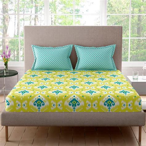 Buy PORTICO Celestine Cotton 144TC Printed 3Pcs Queen Bedsheet Set from ...
