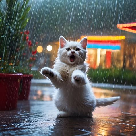 Cat dancing in the rain : r/catart_AI