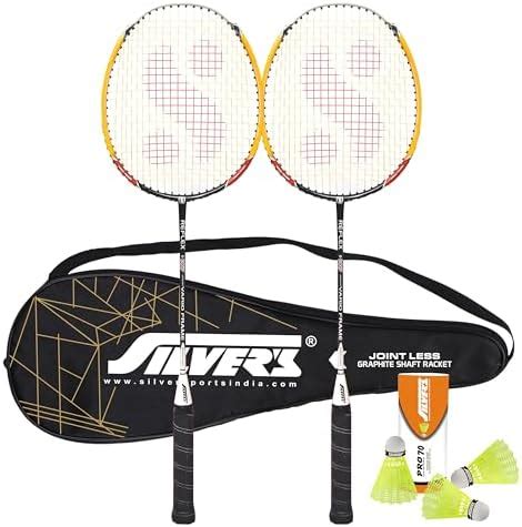 Buy Silver's Graphite Shaft Jointless Reflex Badminton Kit (2 Racquets ...