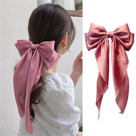 ZEPOLI Big Satin Layered Hair Bows for Women Girls 11 Inch Barrette ...