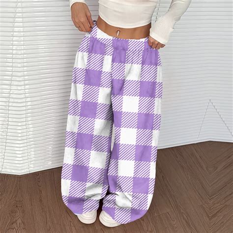 Pink Plaid Pajama Pants Checkered Pajama Pants Women Fuzzy Winter Fuzzy ...