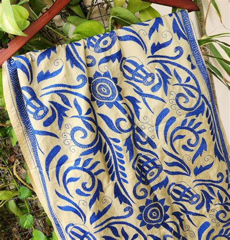 kantha stoles floral Indian gifts corporate gifts handmade slow fashion ...