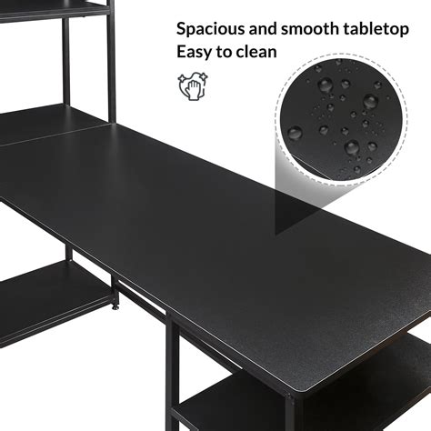 Buy Home Office Workstation Computer Desk with Multiple Storage Shelves ...