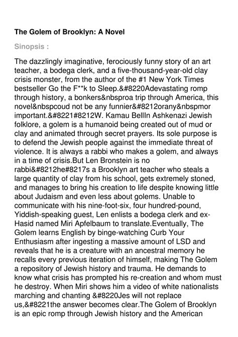 PPT - ⚡read The Golem of Brooklyn: A Novel PowerPoint Presentation - ID ...