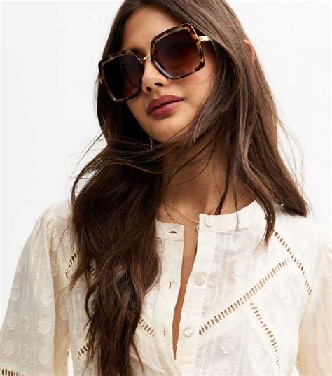 Dark Brown Tortoiseshell Oversize Square Sunglasses | New Look