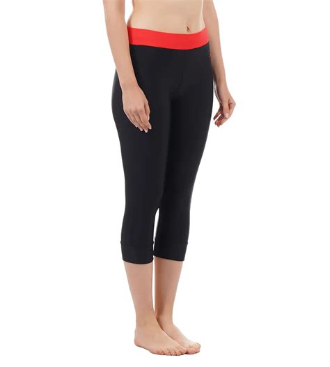 Buy Speedo Solid Swim Capri Black-Lava Red SwimActive Online | Speedo India