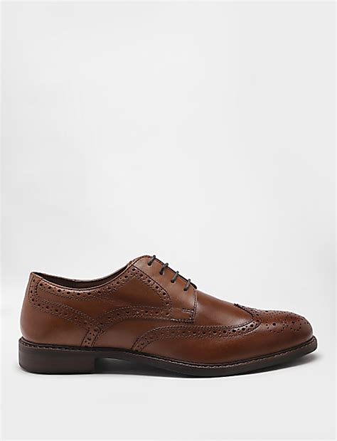 Buy Pure Leather Plain Lace-up Brogues Shoes at Marks & Spencer