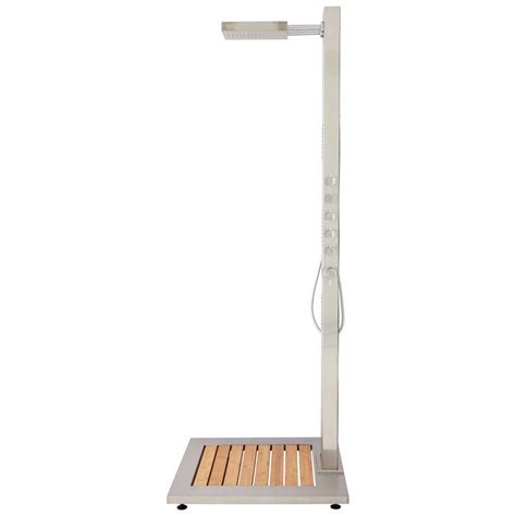 Dalton Outdoor Stainless Steel Shower Panel with Bamboo Tray ...
