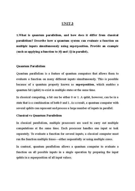 Quantum Computing Insights: Unit 3 Test Notes - Studocu