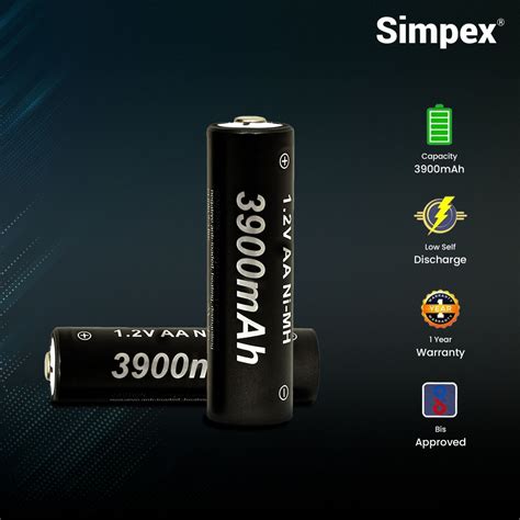Simpex AA 3900mAh rechargeable batteries, ready to use and comes with ...