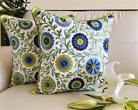 Buy TARA- Sparkling Homes Embroidered Cushion Covers 16 x 16 Set of 2 ...