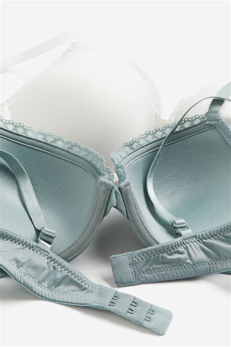2-pack microfibre push-up bras - Light turquoise/White - Ladies | H&M GB