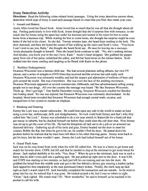 Irony Detectives Activity - Fill and Sign Printable Template Online