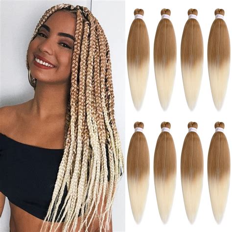Buy Xtrend 8 packs Ombre Blonde Braiding Hair Pre Stretched Ez Braiding ...