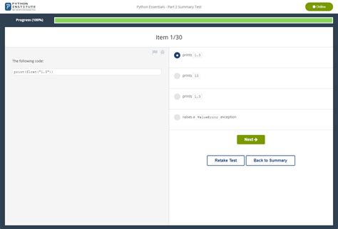 Cisco Python Essentials Part 2 Summary Test 的图像结果