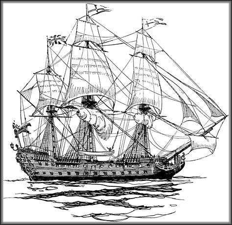 Detailed Pirate Ship Drawing - Drawing Tips Guide