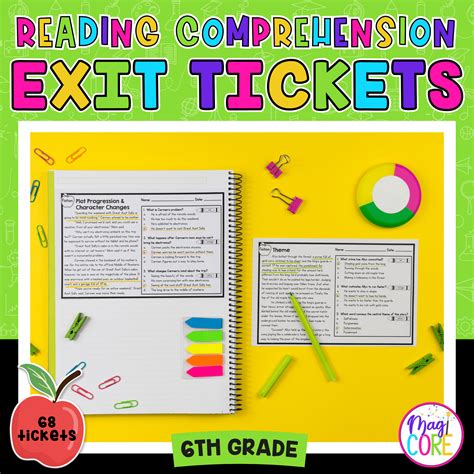 6th Grade Reading Comprehension Exit Tickets Slips Literature ...