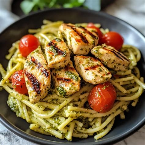 Pesto Pasta with Grilled Chicken Recipe - My Tasteful Recipes